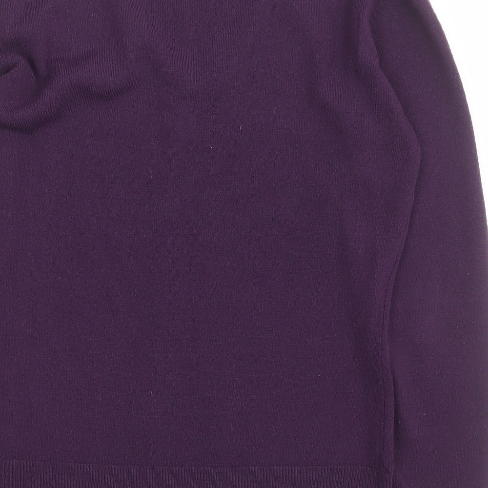 M&Co Womens Purple V-Neck Acrylic Pullover Jumper Size 6