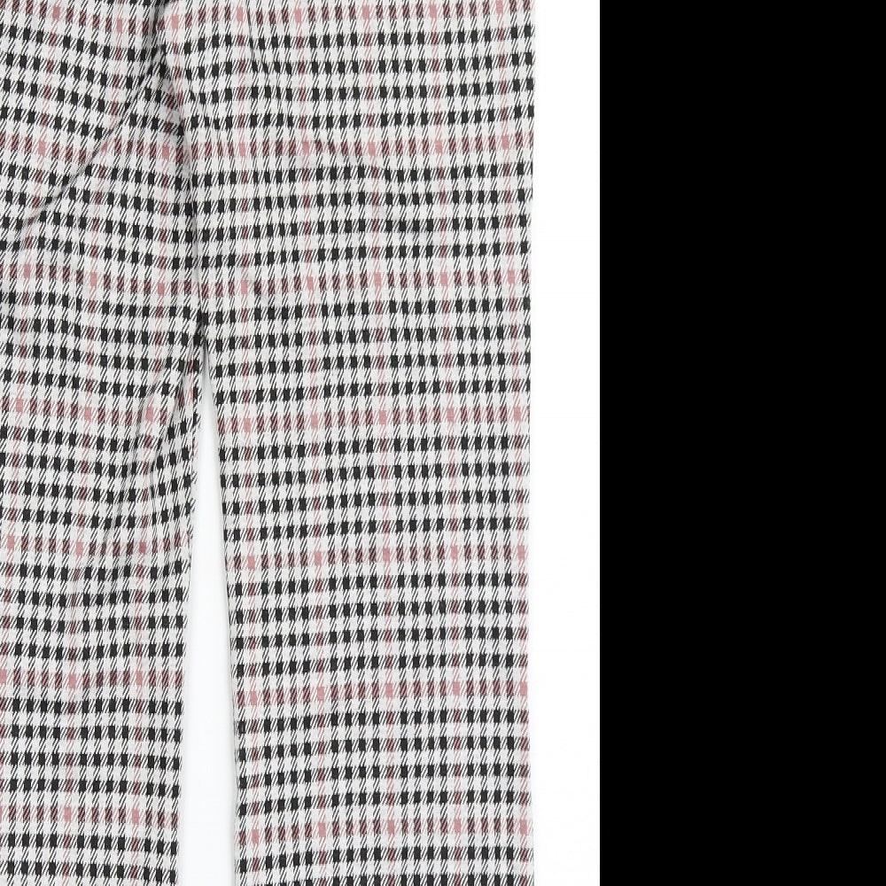 Divided by H&M Womens Grey Check Polyester Trousers Size M L25 in Regular