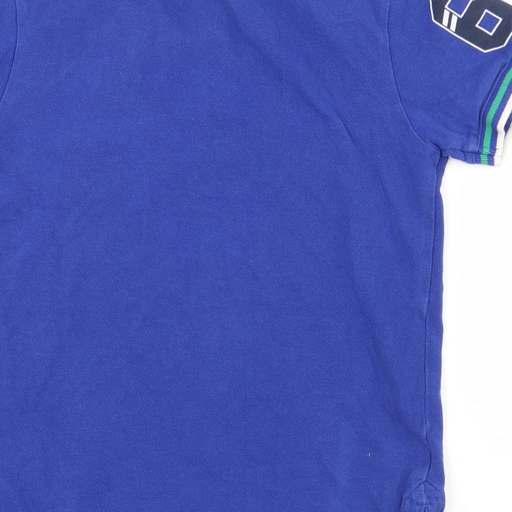 George Boys Blue 100% Cotton Pullover Polo Size 6-7 Years Collared Button