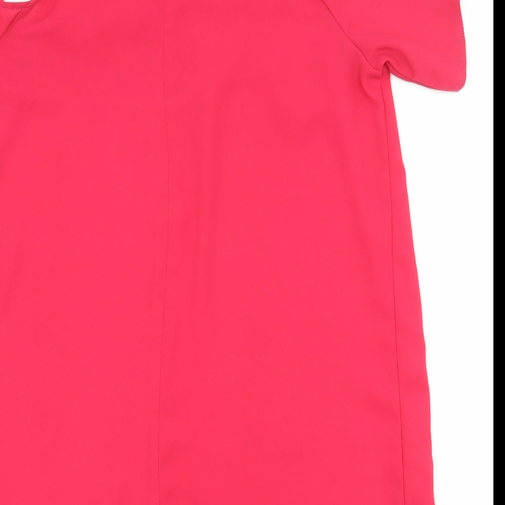 F&F Womens Pink Polyester Basic Blouse Size 10 Round Neck - Asymmetric