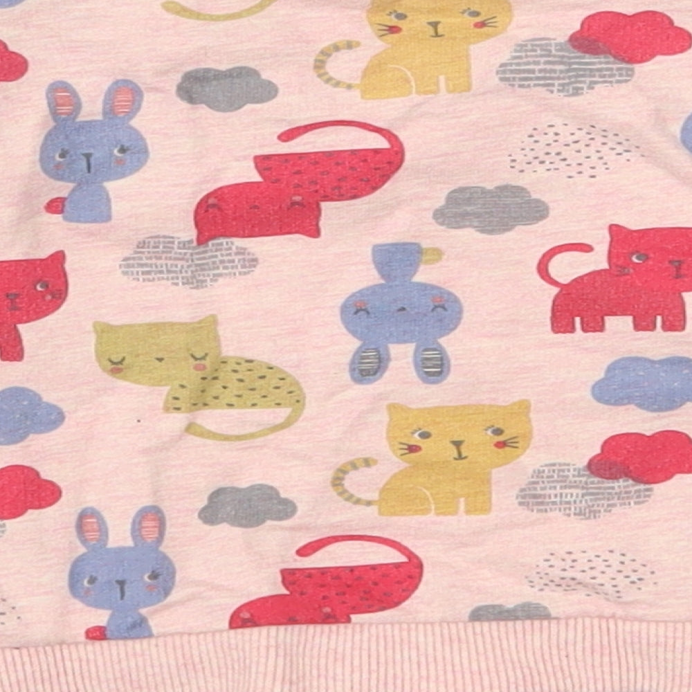 Nutmeg Girls Pink 100% Cotton Basic Casual Size 6-9 Months Round Neck Pullover