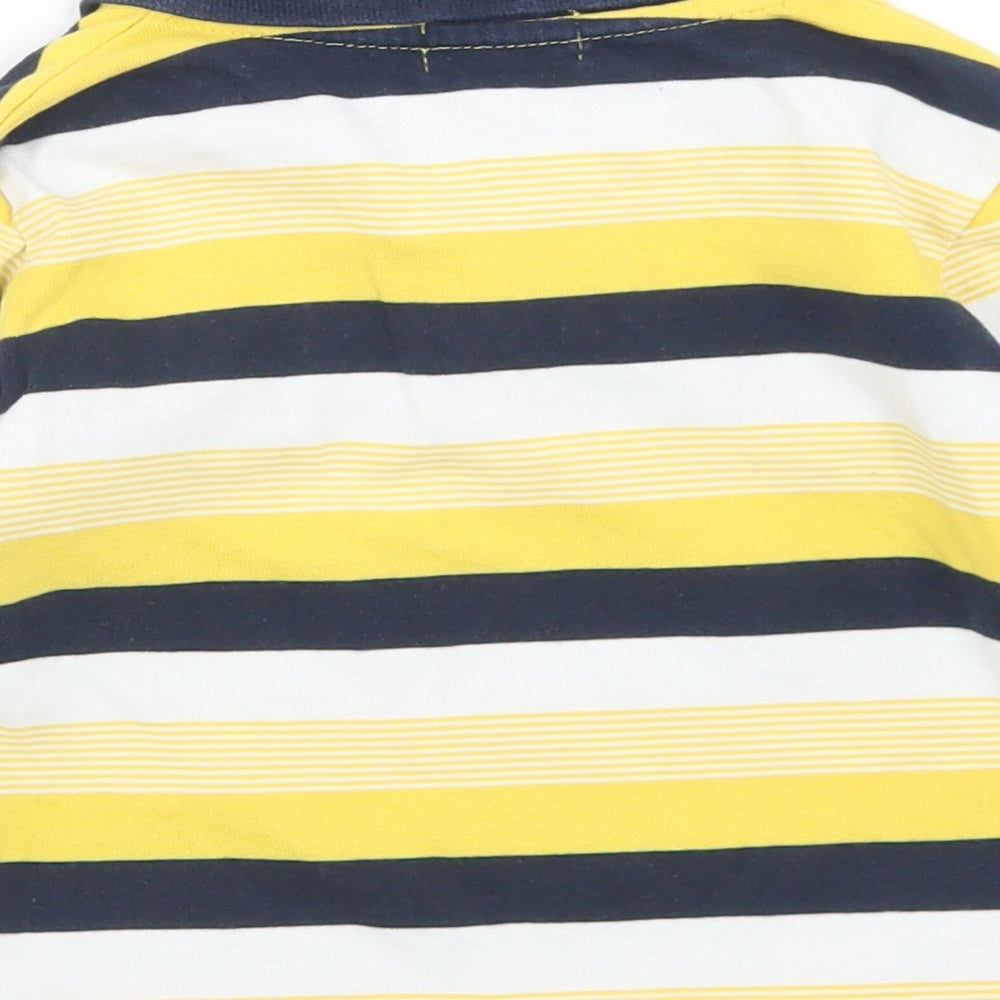 Bennie Kids Boys Yellow Striped Cotton Basic Polo Size 2 Years Collared Button