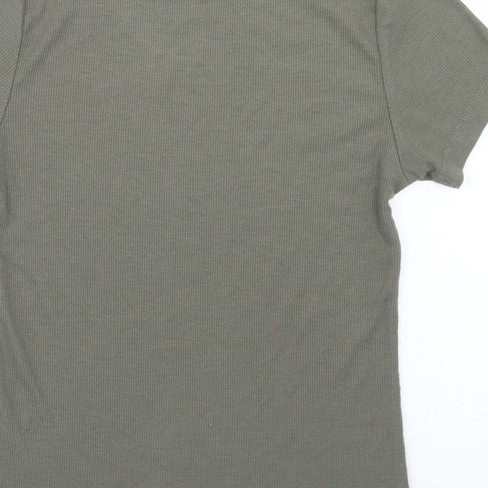 Atmosphere Womens Green Polyester Cropped T-Shirt Size 8 Round Neck