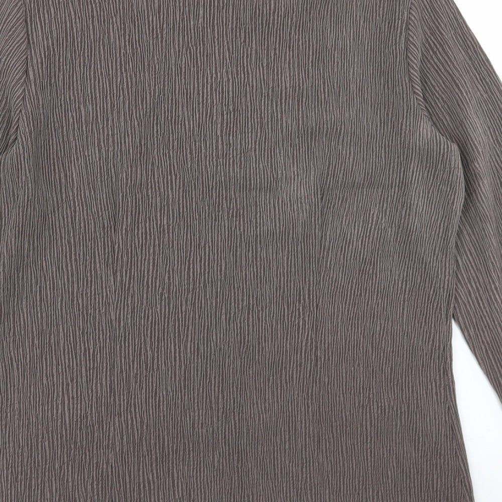 Marks & Spencer Womens Brown Polyester Basic Button-Up Size 10 Collared