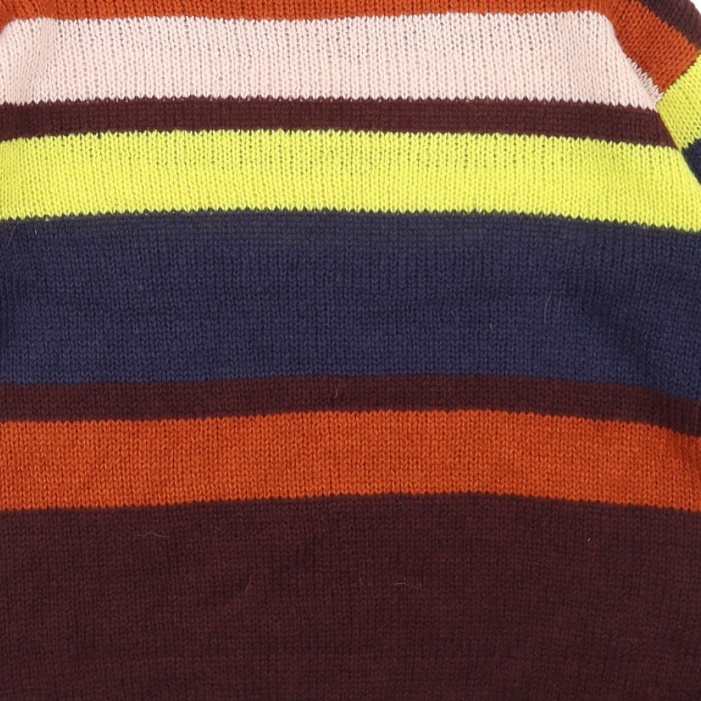 New Look Womens Multicoloured Round Neck Striped Acrylic Pullover Jumper Size S