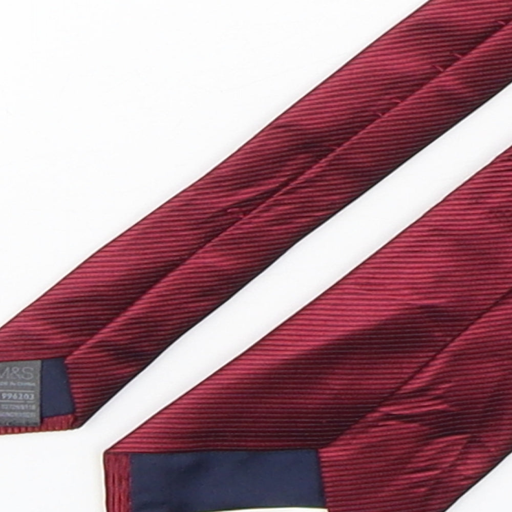 Marks & Spencer Mens Red Striped Polyester Pointed Tie One Size