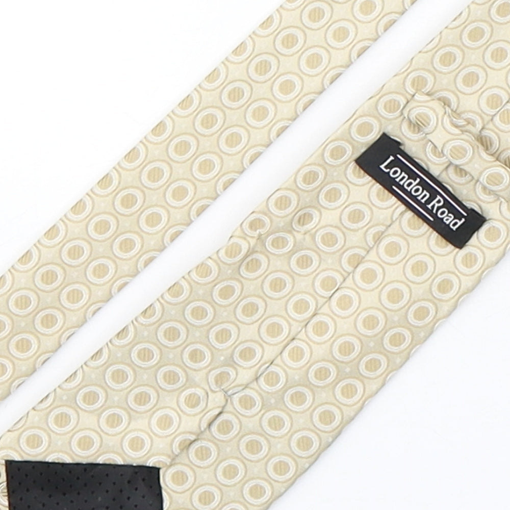 London Red Mens Beige Polka Dot Polyester Pointed Tie One Size