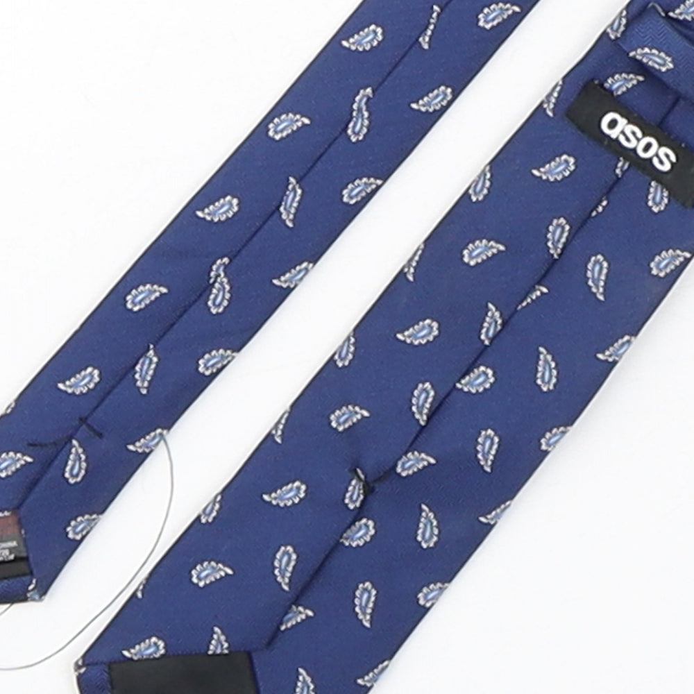 ASOS Mens Blue Paisley Polyester Pointed Tie One Size