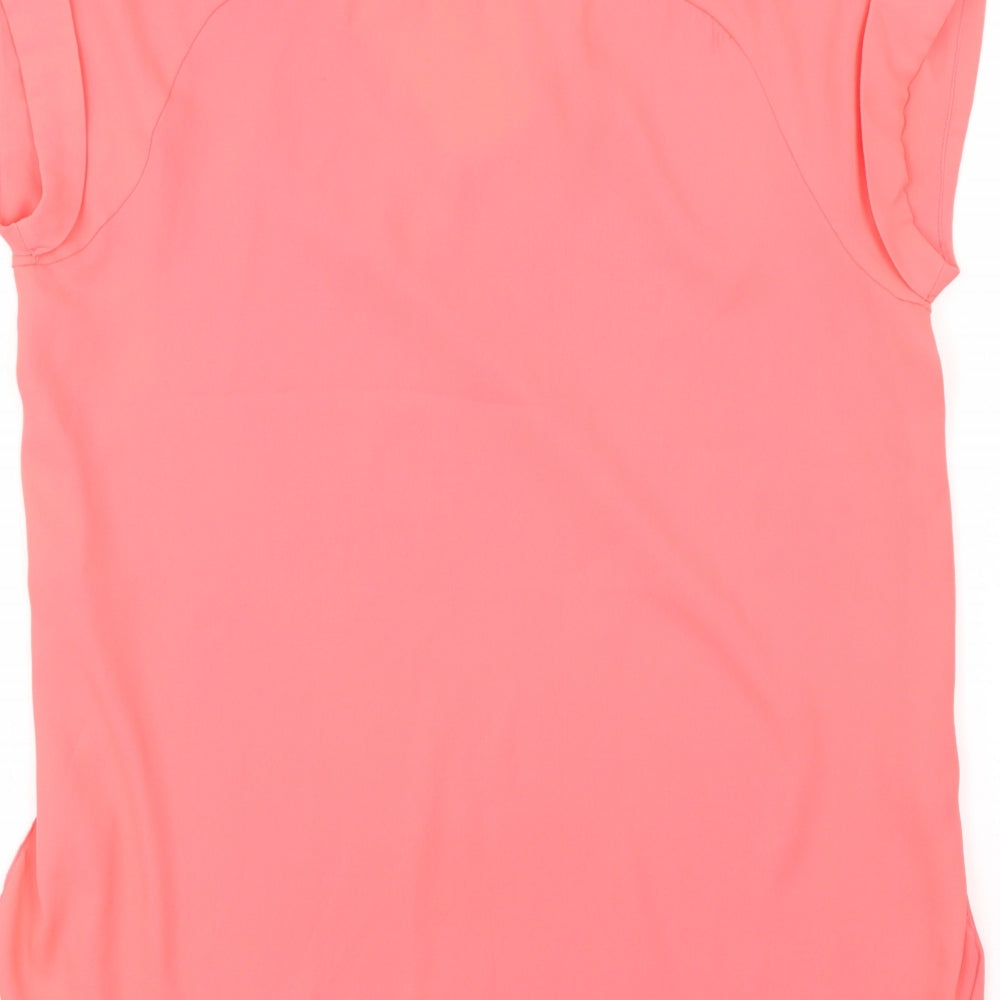 River Island Womens Pink Polyester Basic Blouse Size 8 V-Neck