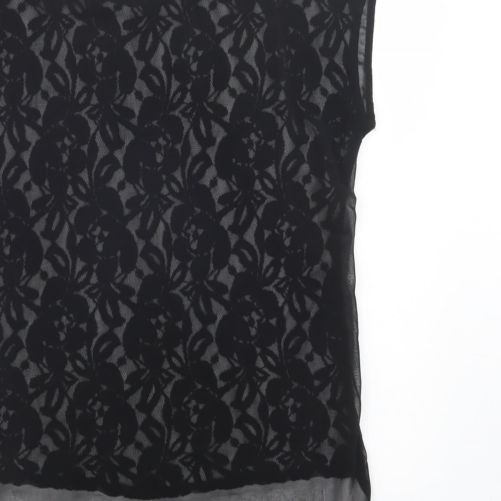 AX Paris Womens Black Polyester Basic Blouse Size 10 Crew Neck