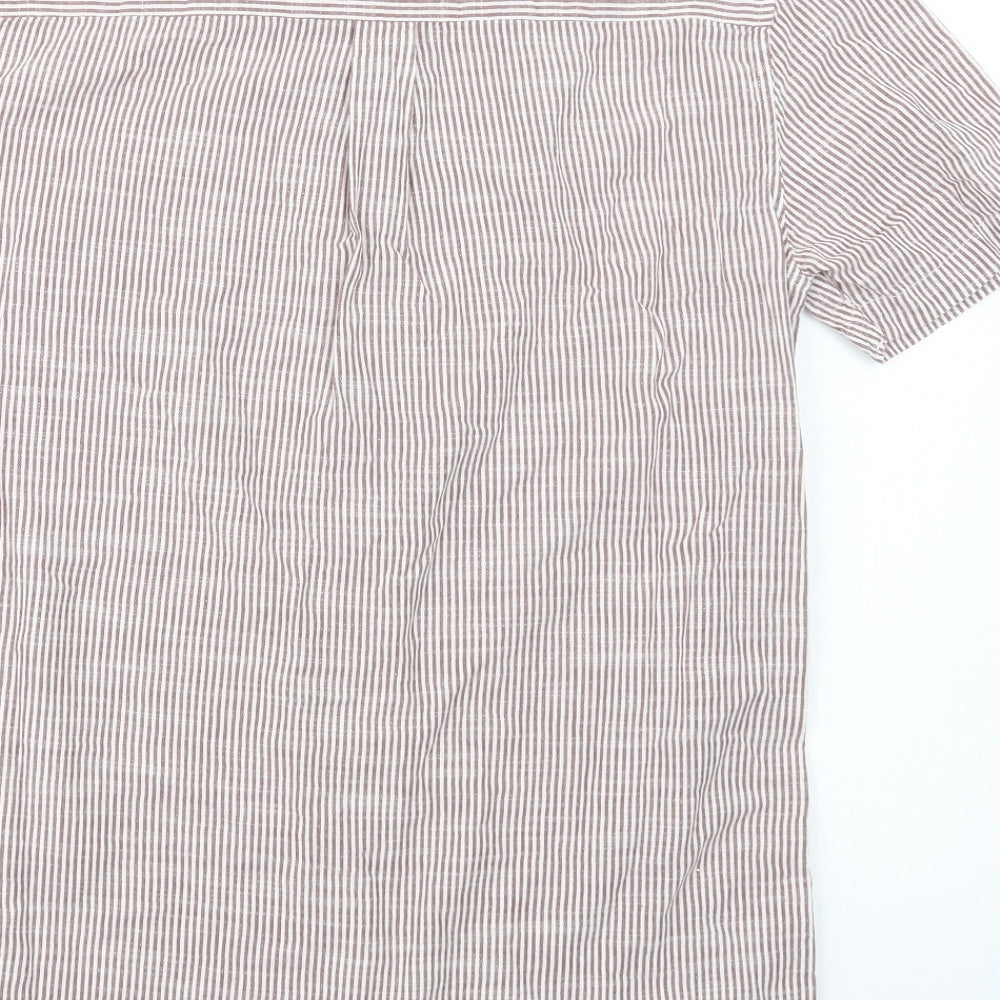 Topman Mens Red Striped Cotton Button-Up Size S Collared Button