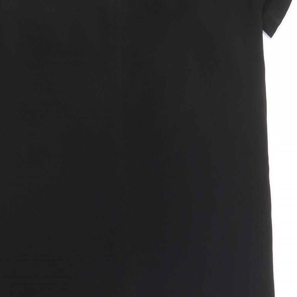 New Look Womens Black Polyester Shift Size 8 Crew Neck Button