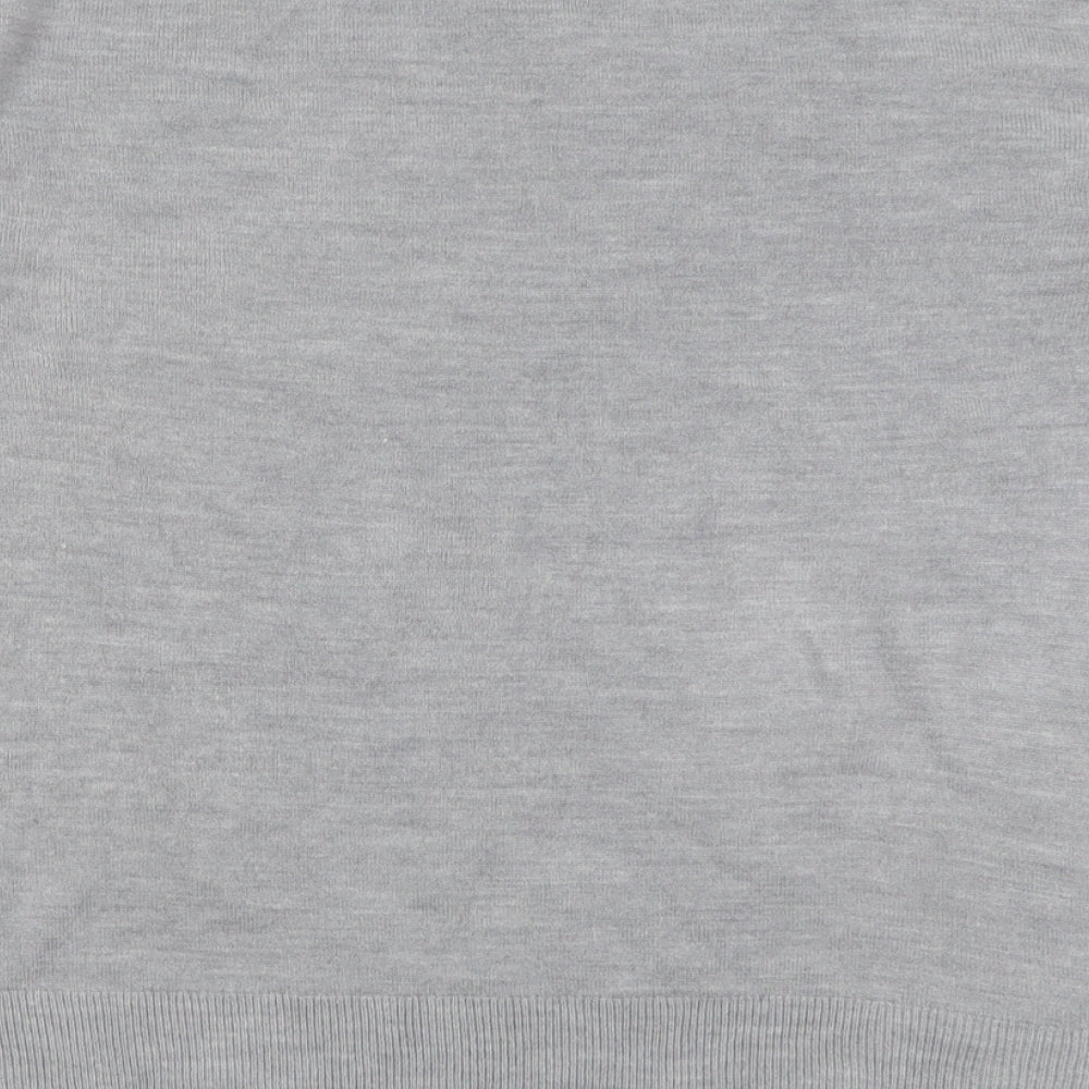 Bonmarché Womens Grey V-Neck Acrylic Pullover Jumper Size M