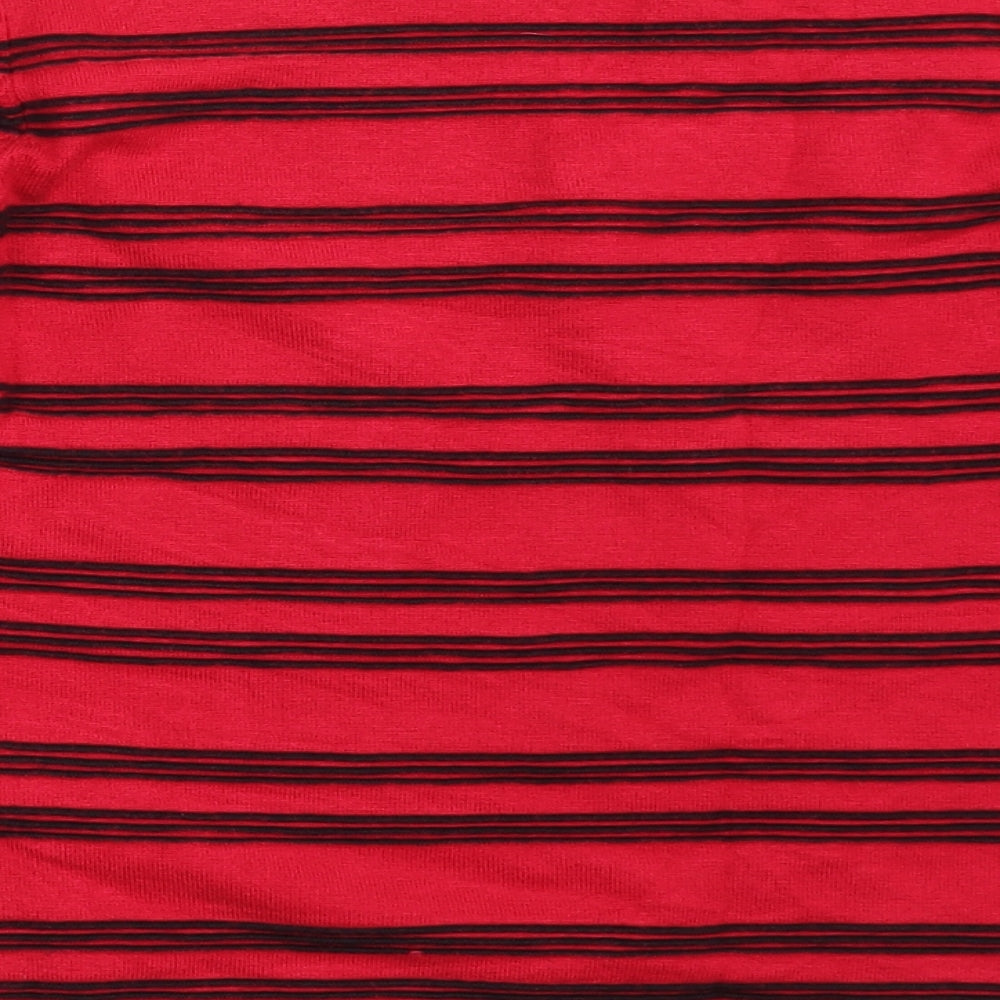 Paramour Womens Red Round Neck Striped Acrylic Pullover Jumper Size M