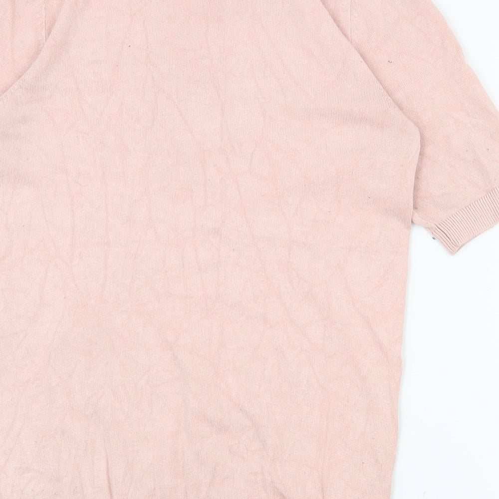 F&F Womens Pink Viscose Basic T-Shirt Size 6 Crew Neck