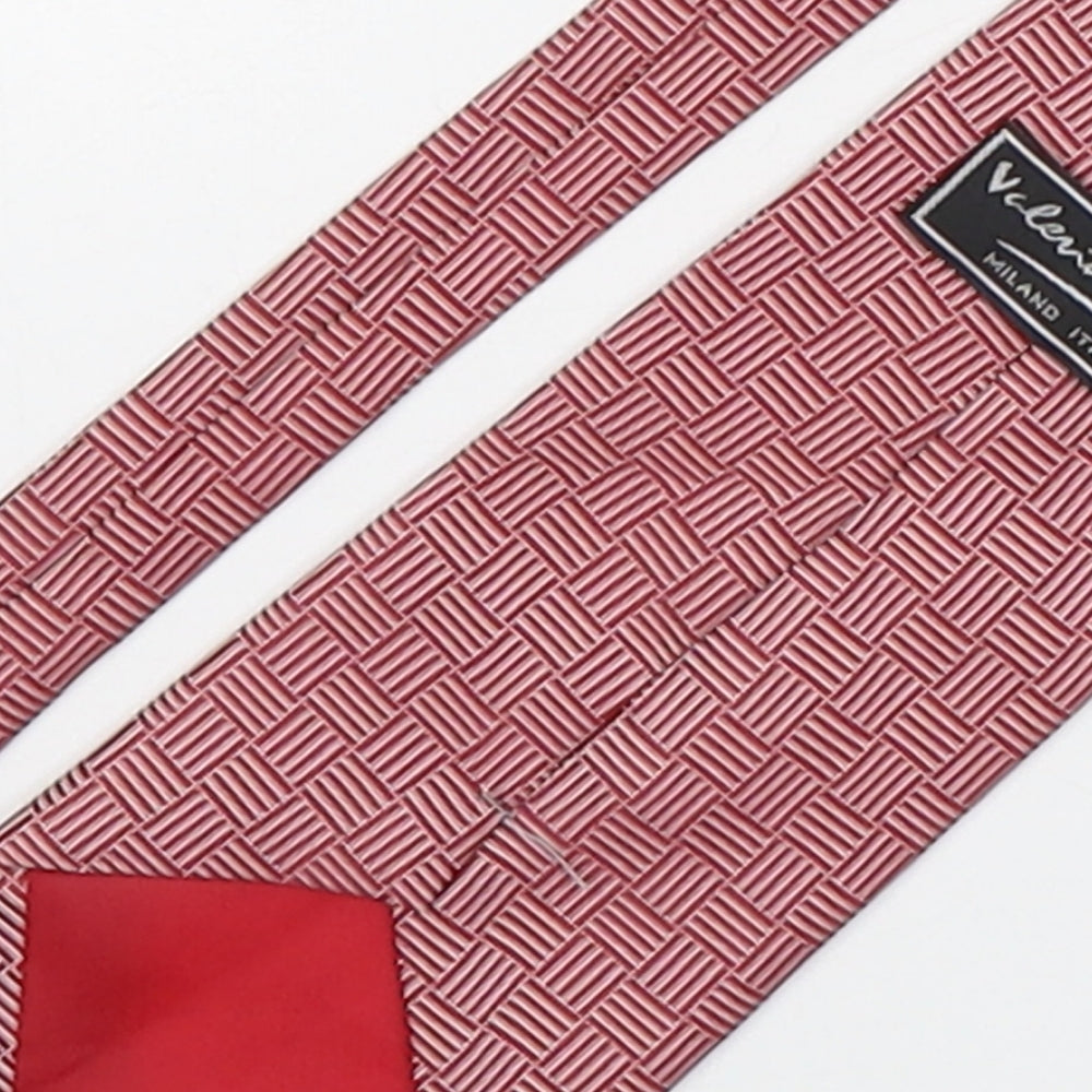 Valeria Boldi Mens Red Geometric Polyester Pointed Tie One Size