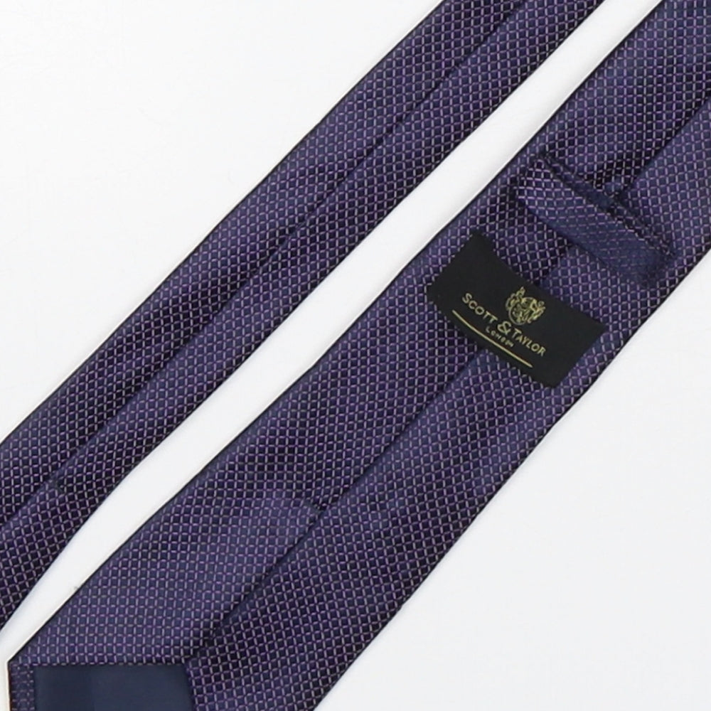 Scott & Taylor Mens Purple Geometric Polyester Pointed Tie One Size