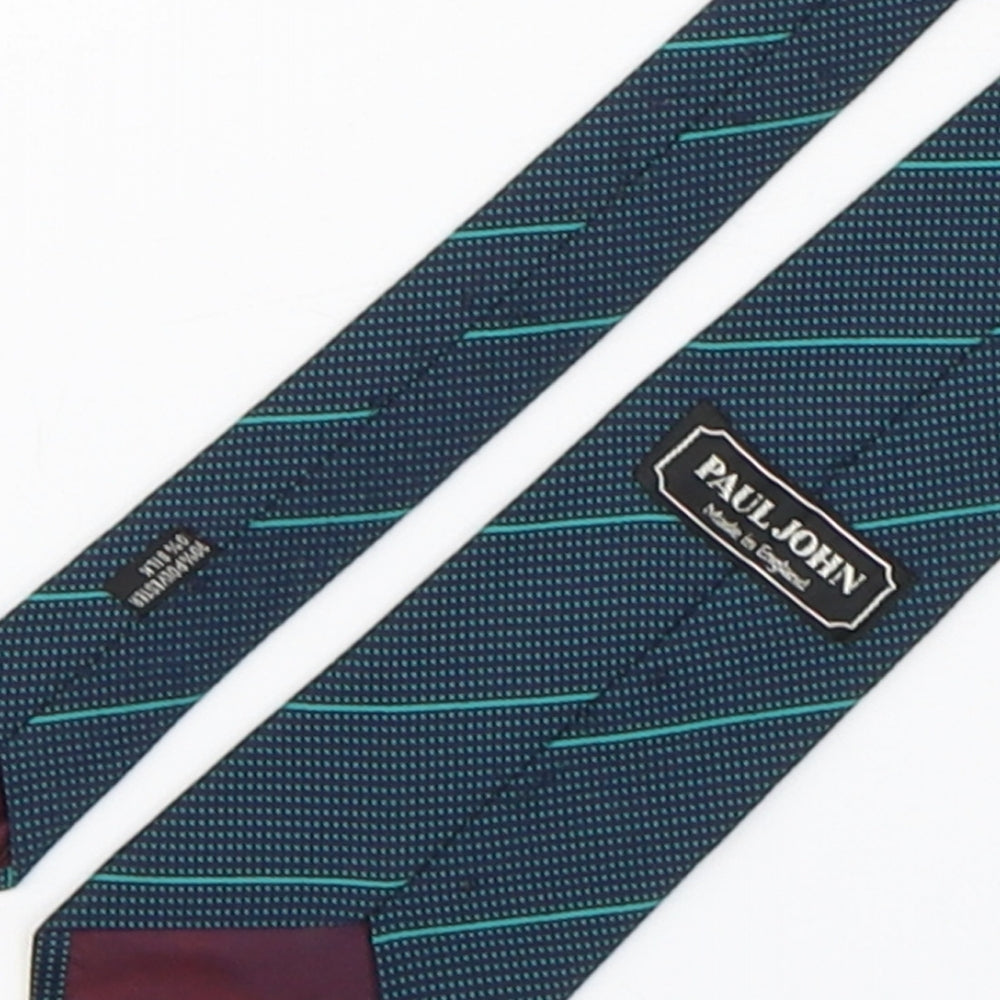 Paul John Mens Green Geometric Polyester Pointed Tie One Size
