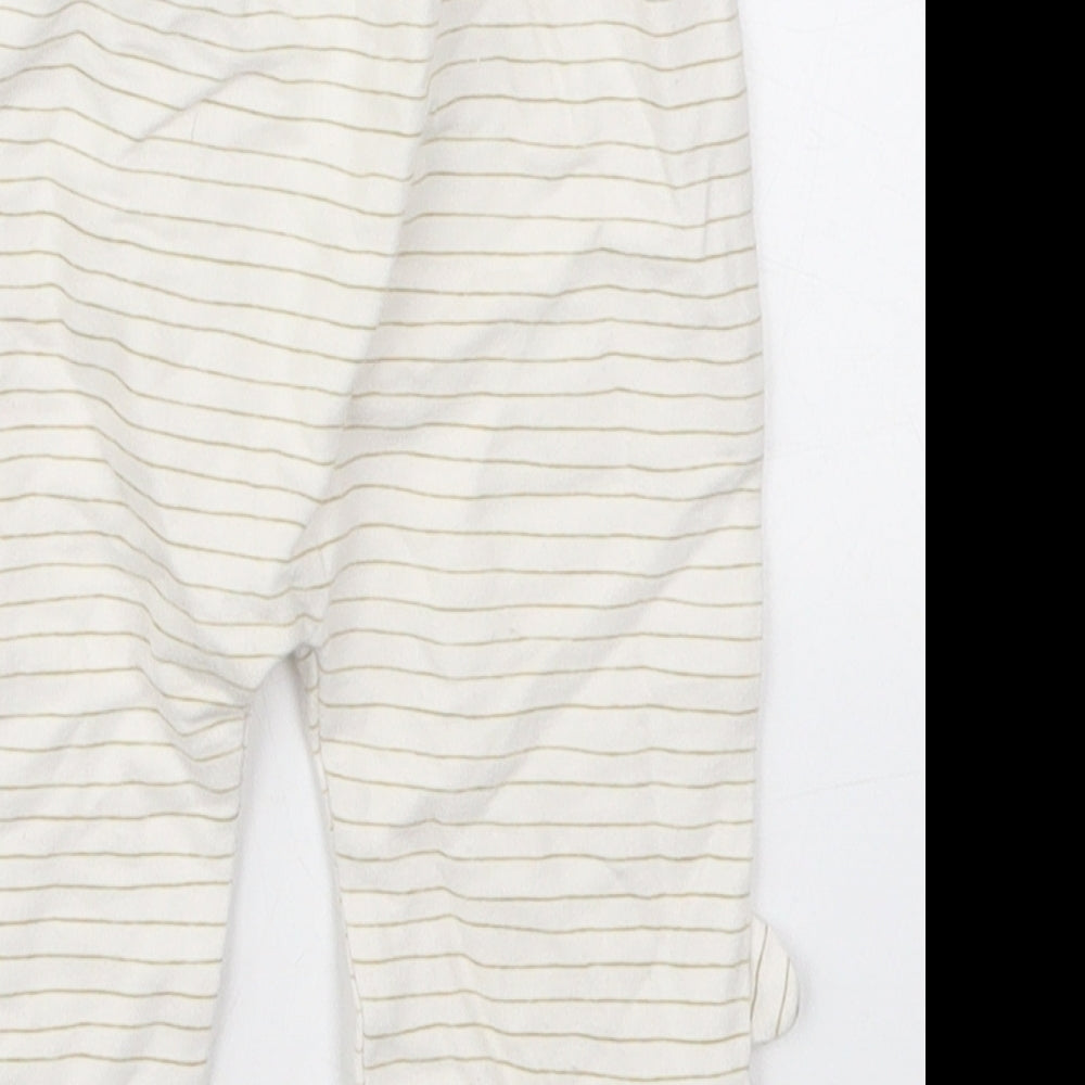 George Baby Beige Striped Cotton Sweatpants Trousers Size 6-9 Months Drawstring