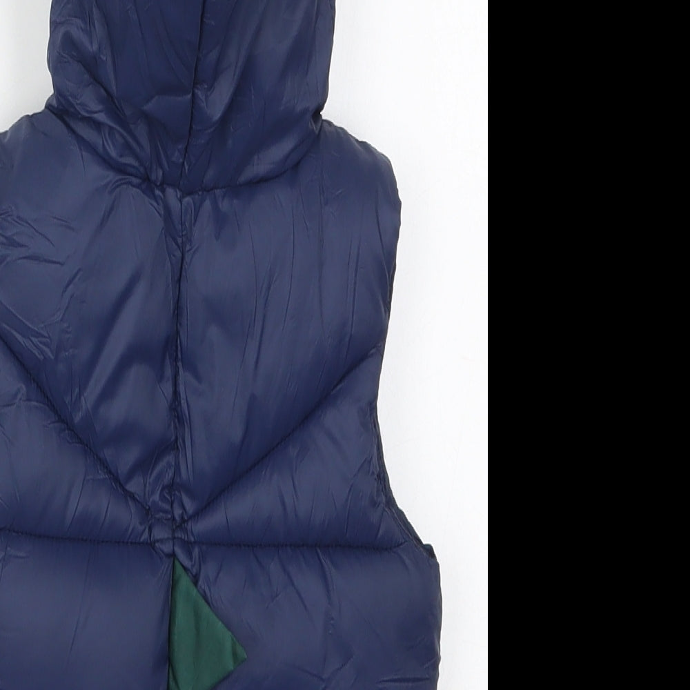 Matalan Boys Blue Gilet Coat Size 12-18 Months Zip - Hood Spikes
