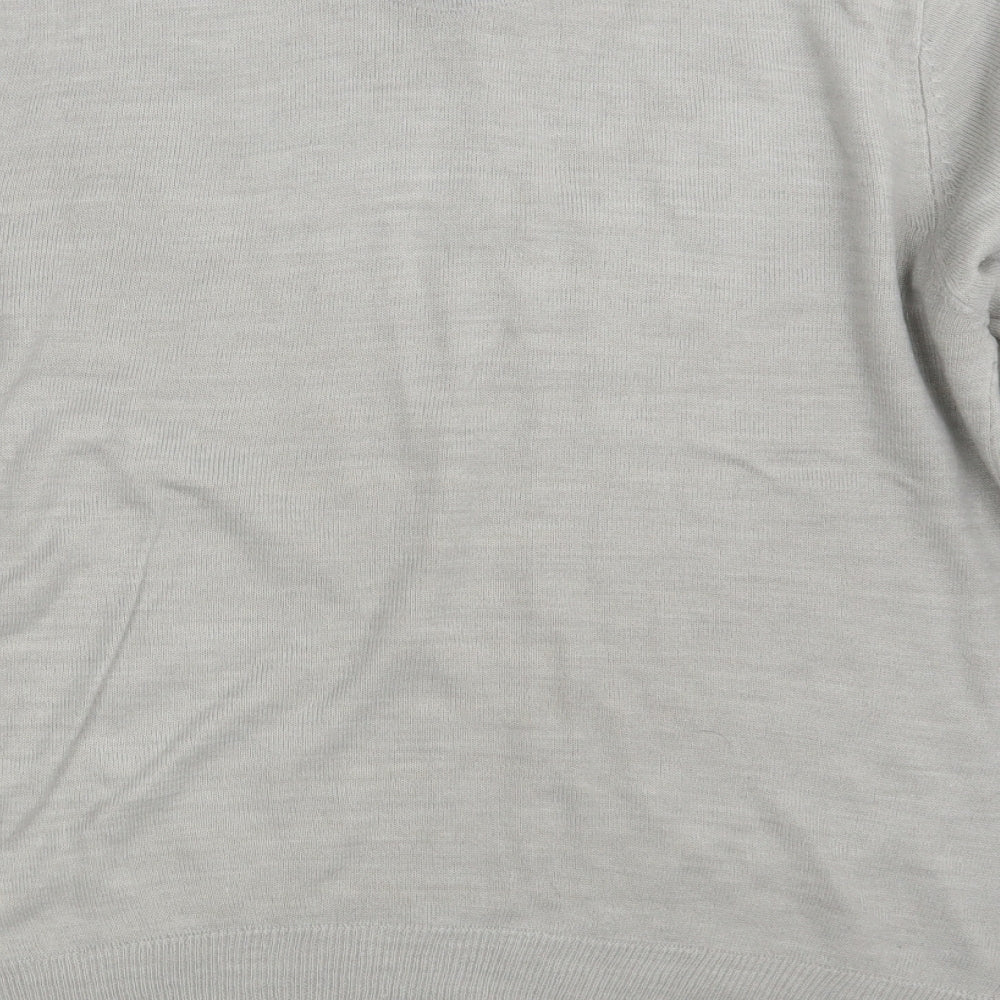 Brave Soul Mens Grey V-Neck Acrylic Pullover Jumper Size L