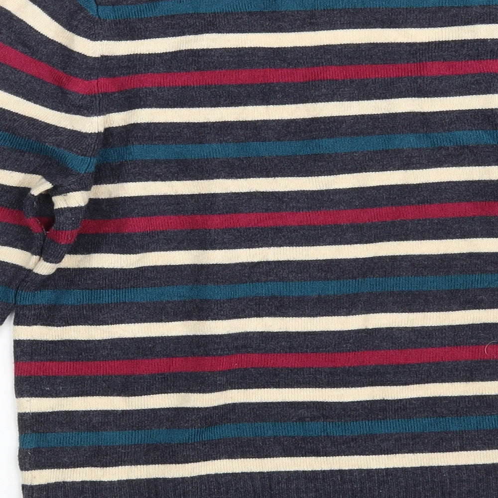 Papaya Womens Multicoloured Scoop Neck Striped Acrylic Pullover Jumper Size 14