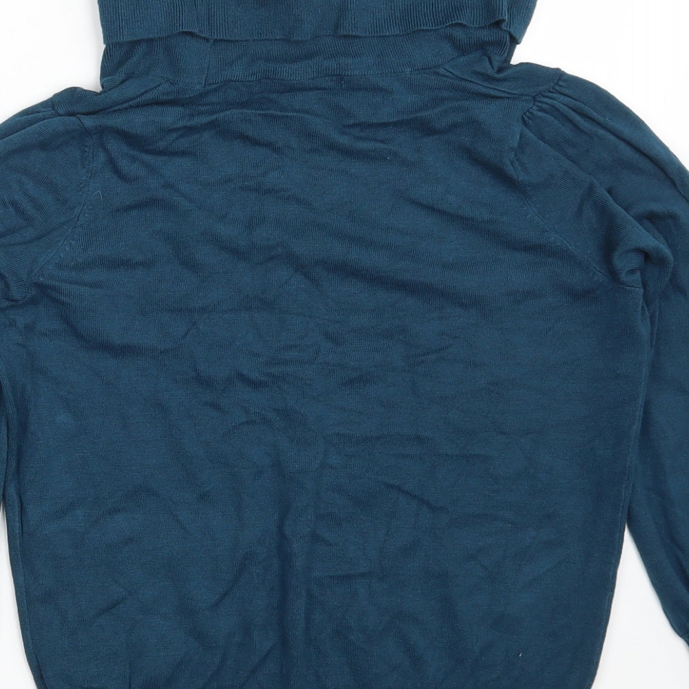 Marks & Spencer Womens Blue High Neck Viscose Pullover Jumper Size 10