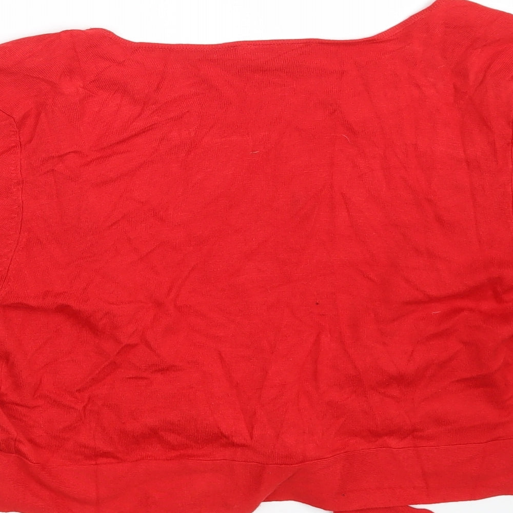 Wallis Womens Red V-Neck Viscose Cardigan Jumper Size M
