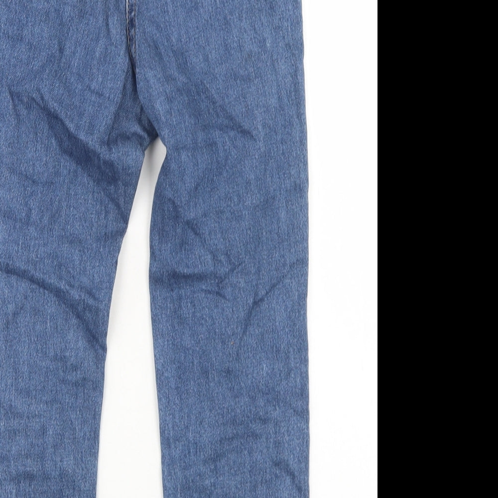 NEXT Girls Blue Patchwork Cotton Straight Jeans Size 9 Months Regular Button