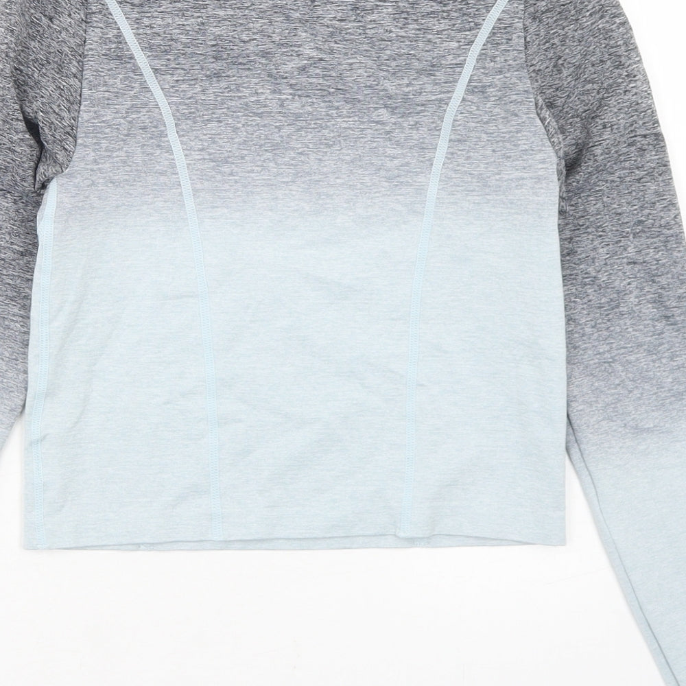 Jeff & Co Girls Grey Nylon Cropped T-Shirt Size 9-10 Years Round Neck - Ombre, Activewear