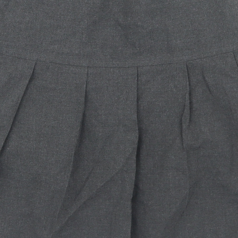 Marks & Spencer Girls Grey Polyester Pleated Skirt Size 8-9 Years Regular Zip - School Wear