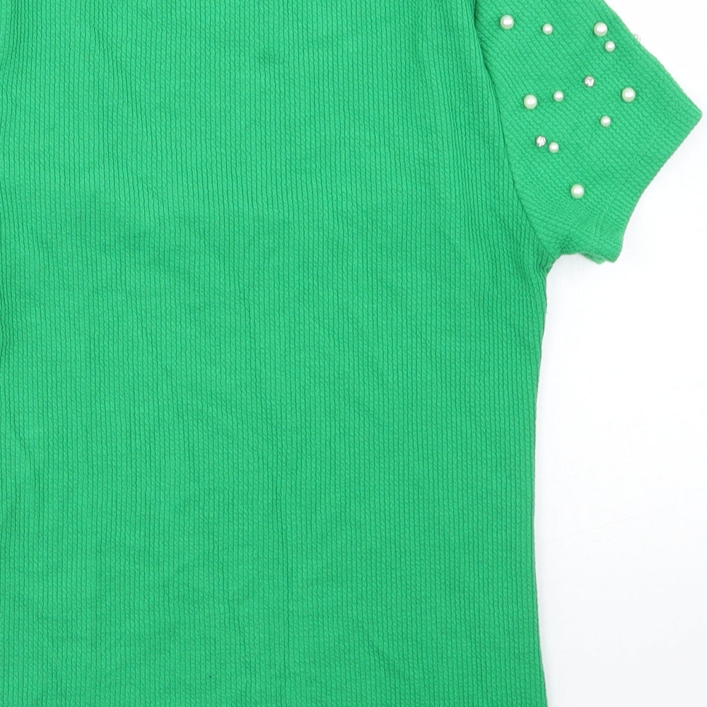 Savida Womens Green Polyester Basic T-Shirt Size XS Square Neck