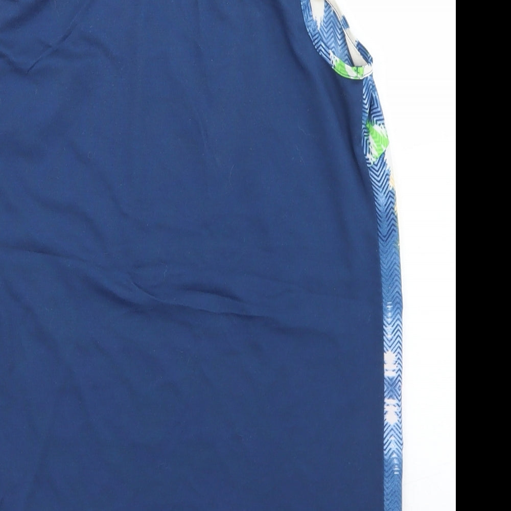 Dunnes Stores Womens Blue Geometric Polyester Basic Tank Size 8 Round Neck