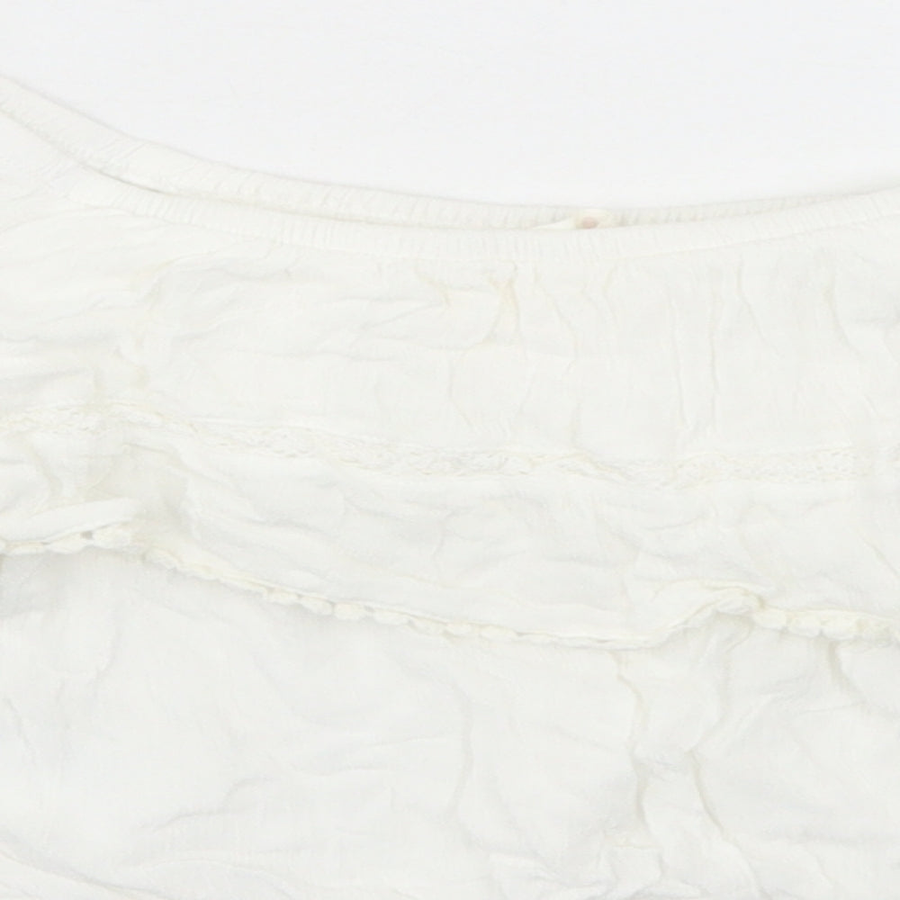 H&M Womens White Viscose Cropped Blouse Size 4 Off the Shoulder