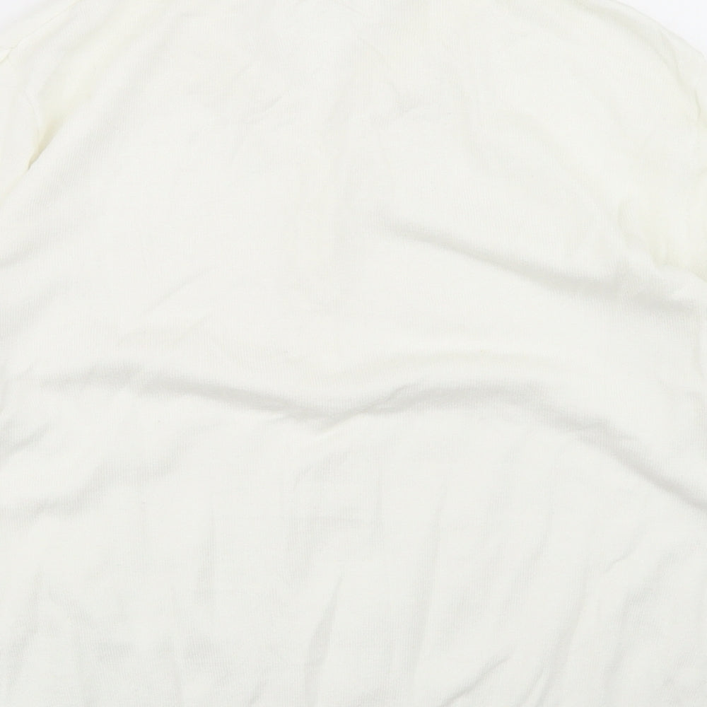 H&M Womens White Acrylic Basic Polo Size M Collared