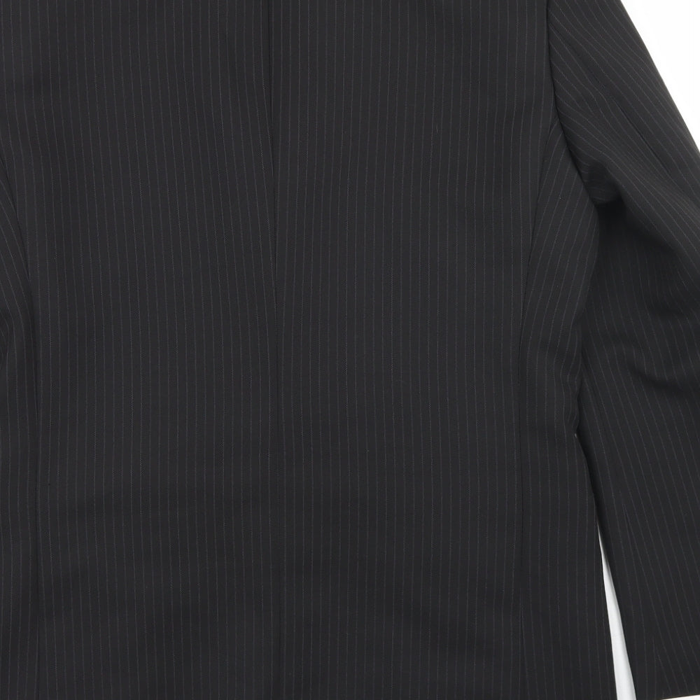 Taylor & Wright Mens Black Striped Polyester Jacket Blazer Size 40