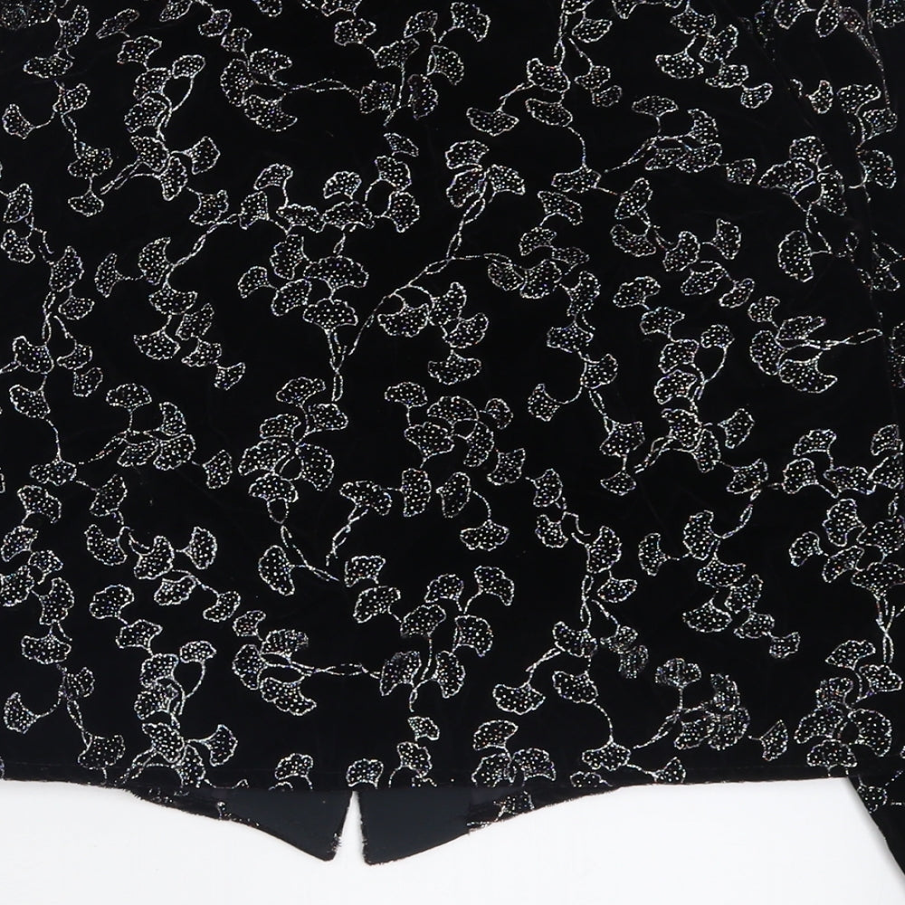 Premiere Womens Black Geometric Jacket Blazer Size 14 Button