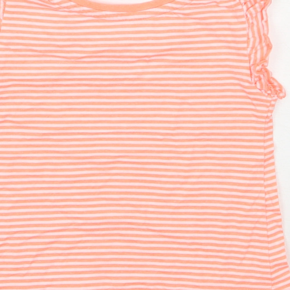Matalan Baby Orange Striped Cotton Basic T-Shirt Size 18-24 Months Round Neck Pullover