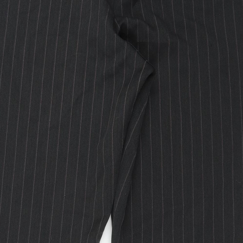 Evie Womens Grey Herringbone Polyester Trousers Size 20 L29 in Regular Zip