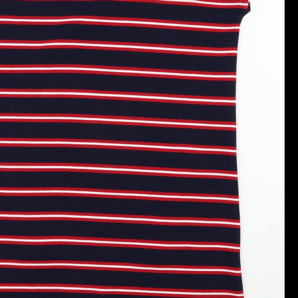 Vouley Vous Womens Blue Striped Viscose T-Shirt Dress Size XL Scoop Neck Pullover