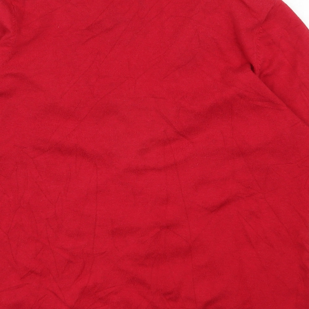 Planet Womens Red V-Neck Viscose Cardigan Jumper Size M