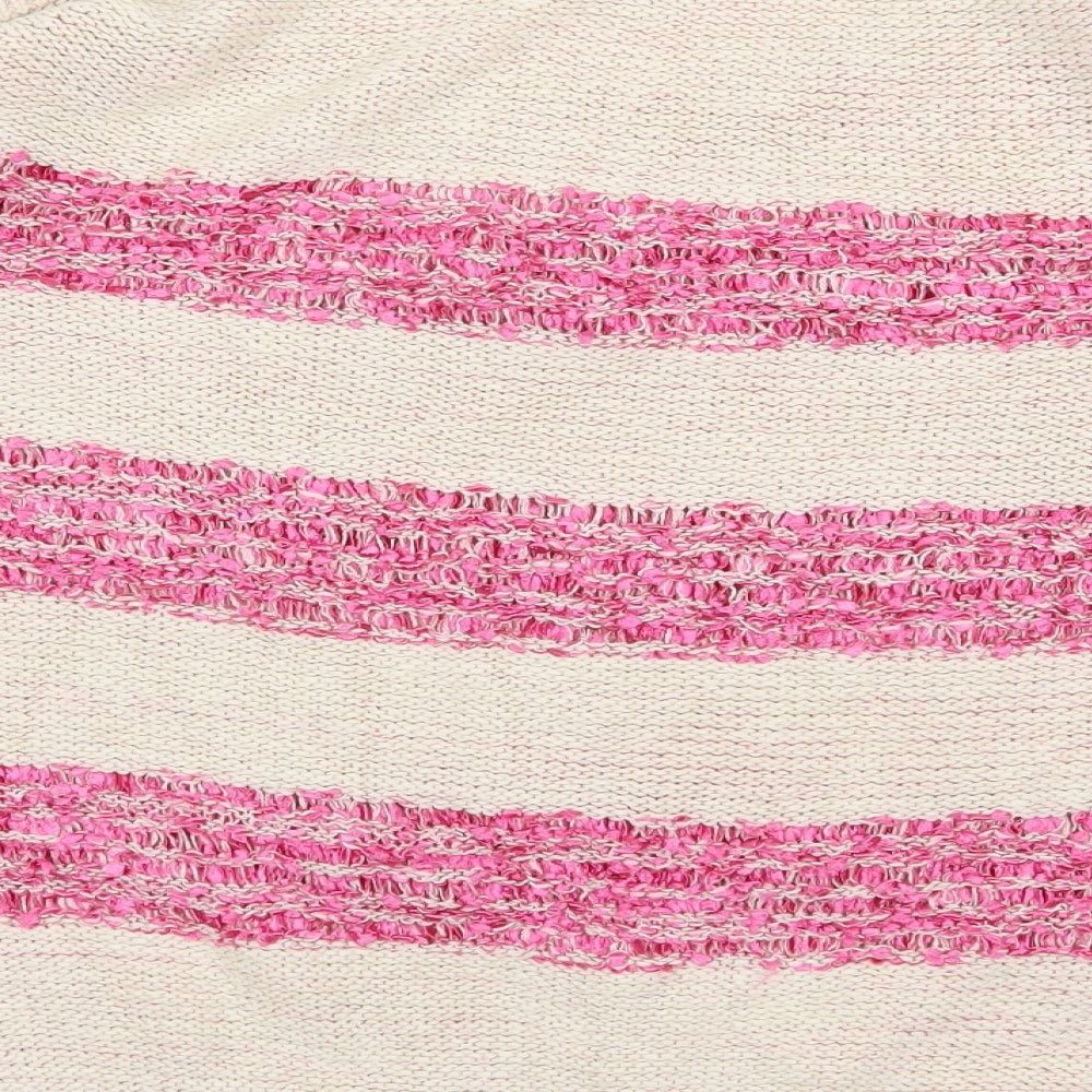Originals Womens Beige Scoop Neck Striped Acrylic Pullover Jumper Size L