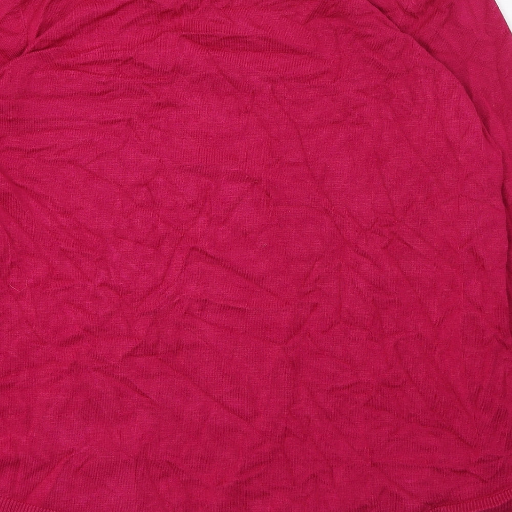 Bonmarché Womens Pink Round Neck Viscose Pullover Jumper Size 16