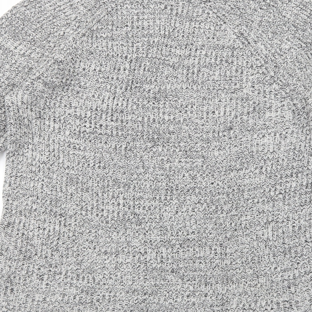 H&M Womens Grey Roll Neck Cotton Tunic Jumper Size S