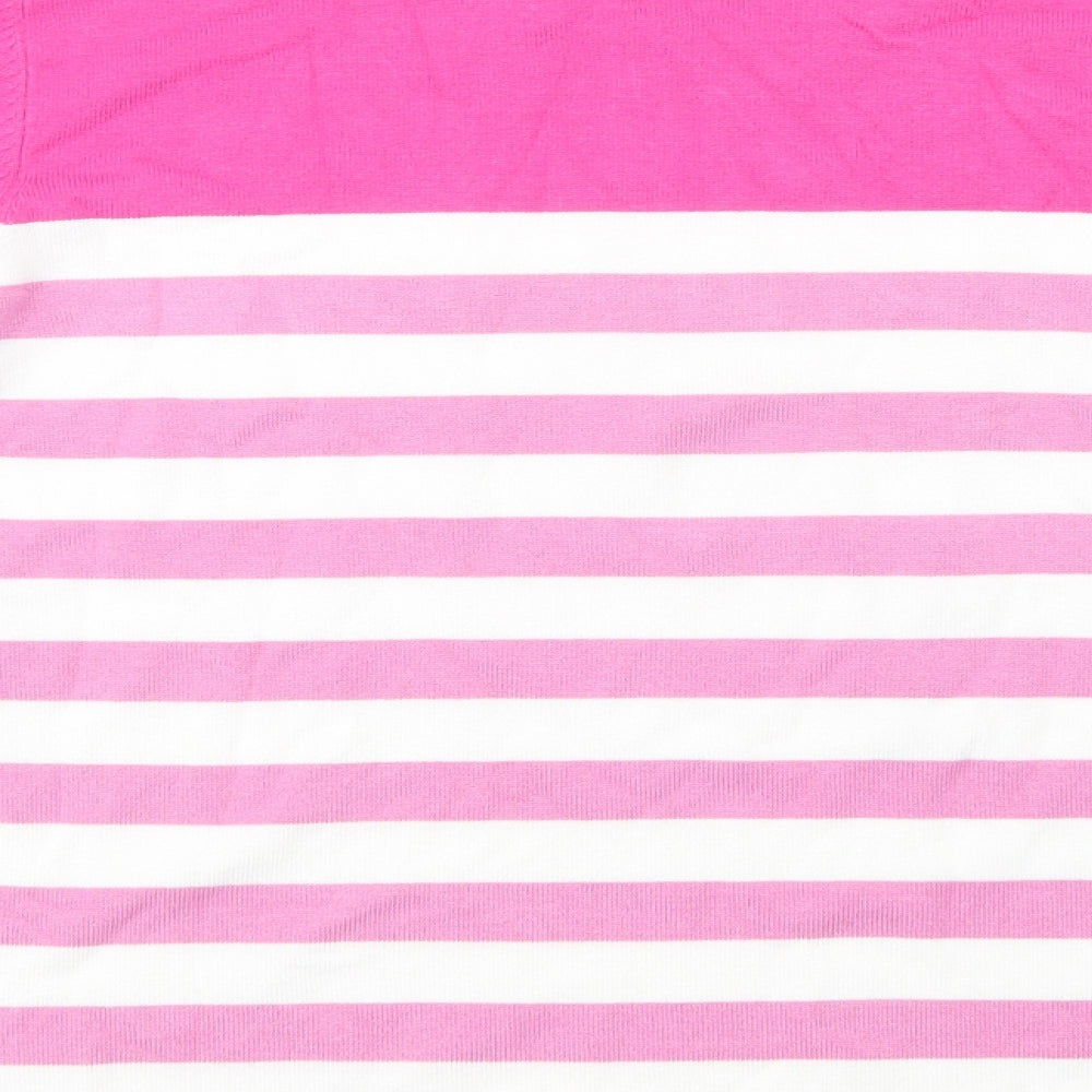 Nina Murati Womens Pink Scoop Neck Striped Viscose Pullover Jumper Size M