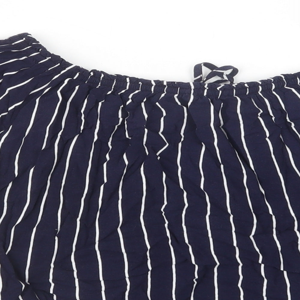 New Look Womens Blue Striped Viscose Basic Blouse Size 8 Off the Shoulder
