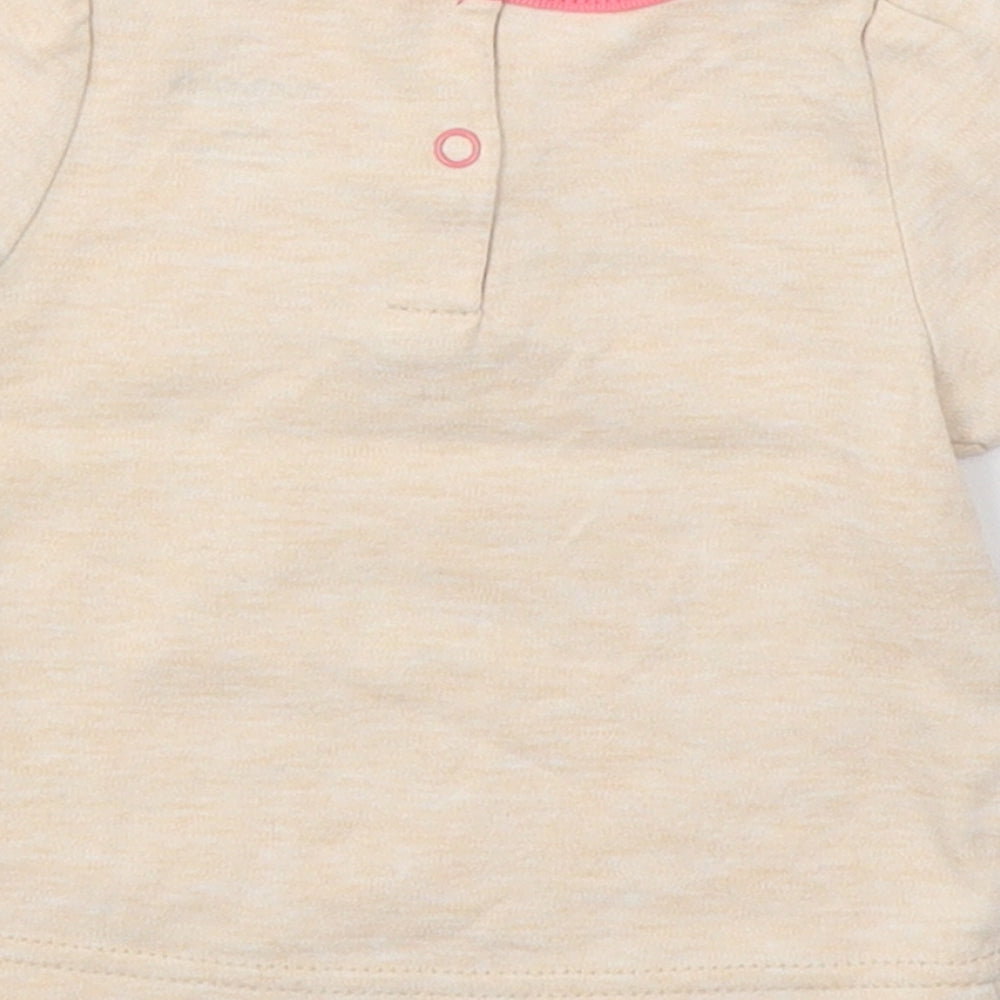 Duck Duck Goose Girls Beige Cotton Pullover T-Shirt Size 12 Months Round Neck Pullover