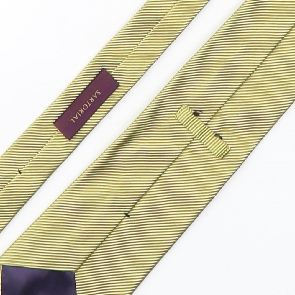 Santorail Mens Gold Cotton Pointed Tie One Size