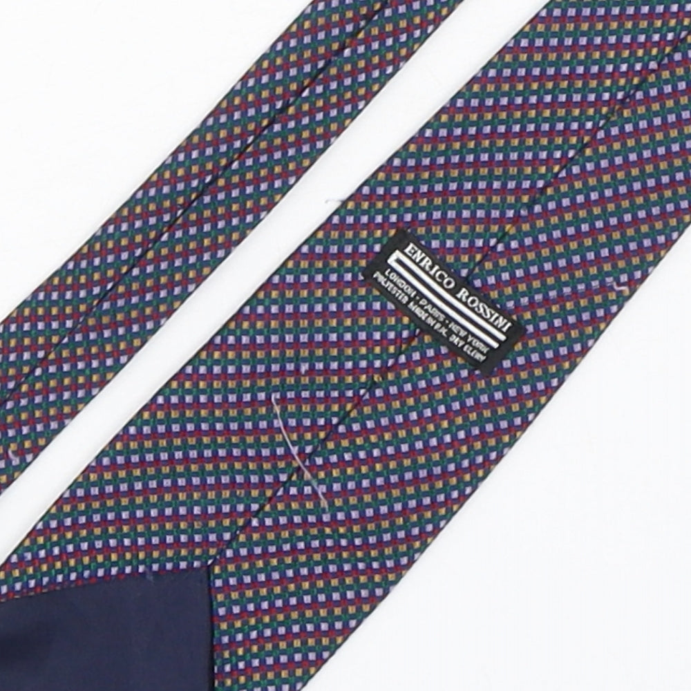 Enrico Rossini Mens Multicoloured Plaids & Checks Polyester Pointed Tie One Size