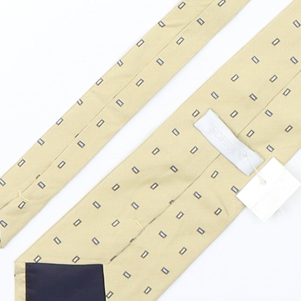 soprano Mens Beige Polka Dot Silk Pointed Tie One Size
